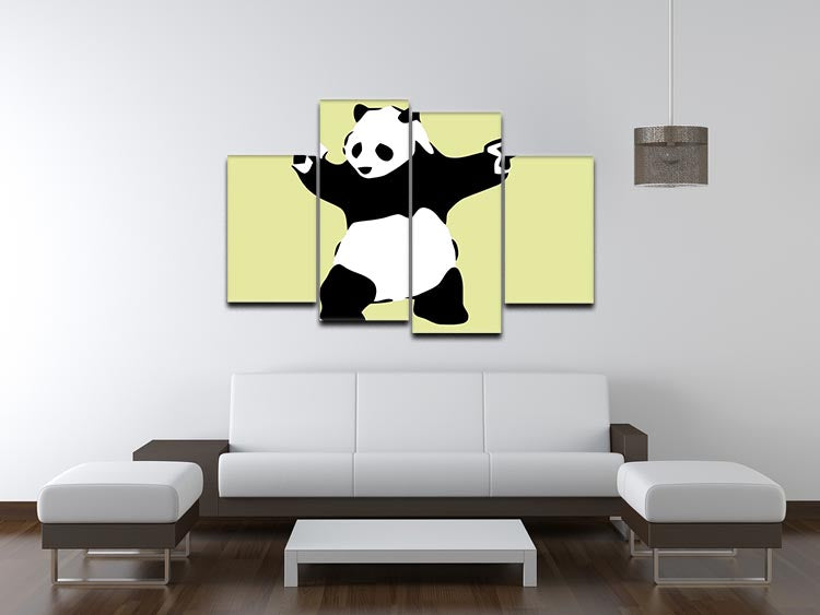 Banksy Panda Yellow 4 Split Panel Canvas - Canvas Art Rocks - 3