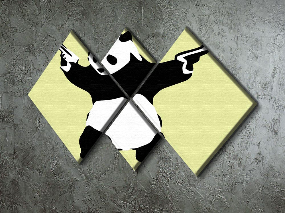 Banksy Panda Yellow 4 Square Multi Panel Canvas - Canvas Art Rocks - 2
