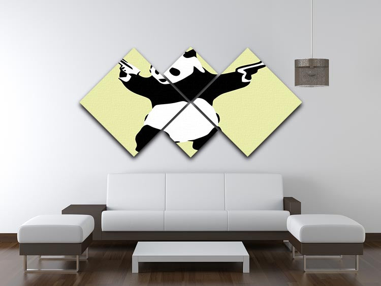 Banksy Panda Yellow 4 Square Multi Panel Canvas - Canvas Art Rocks - 3