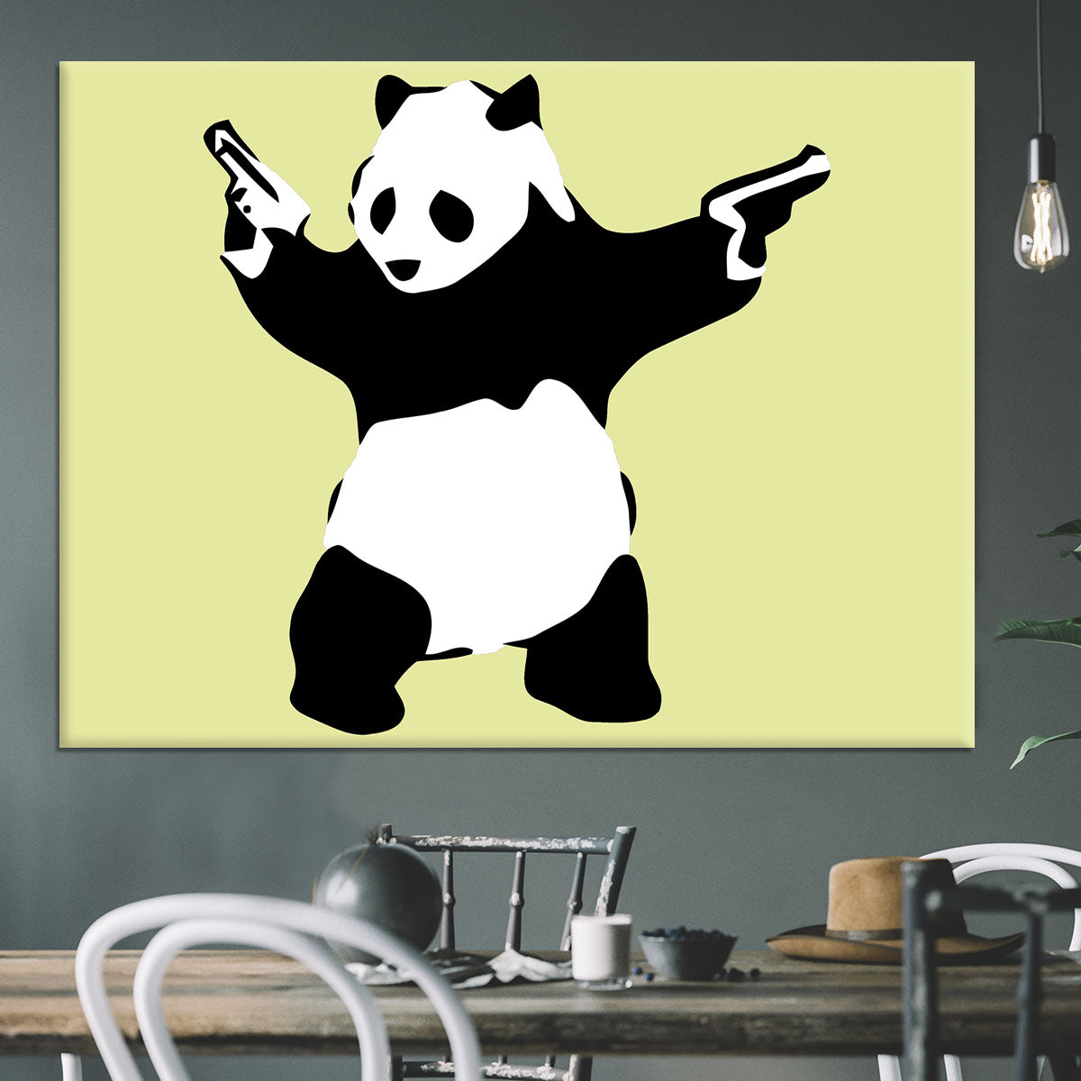 Banksy Panda Yellow Canvas Print or Poster - Canvas Art Rocks - 3
