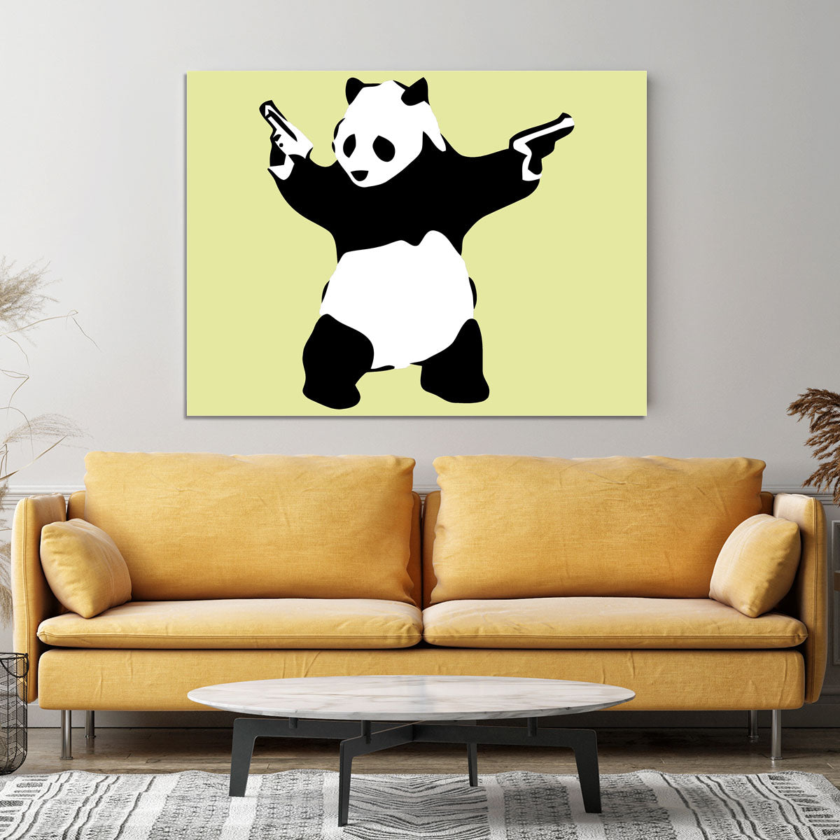 Banksy Panda Yellow Canvas Print or Poster - Canvas Art Rocks - 4