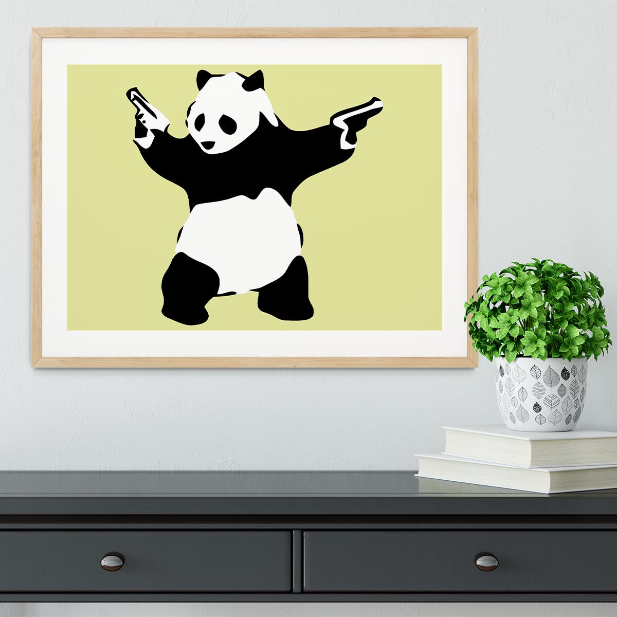 Banksy Panda Yellow Framed Print - Canvas Art Rocks - 3
