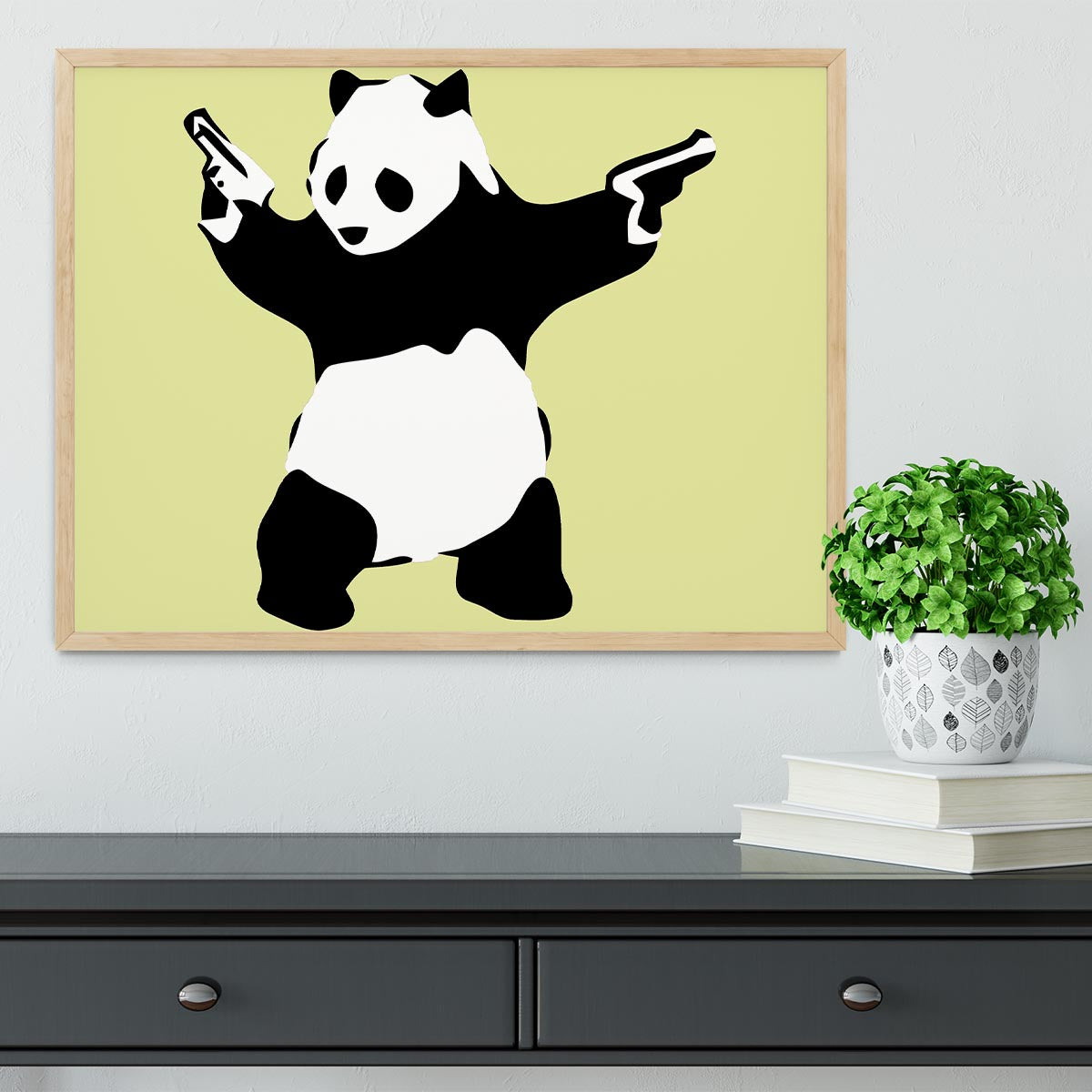 Banksy Panda Yellow Framed Print - Canvas Art Rocks - 4