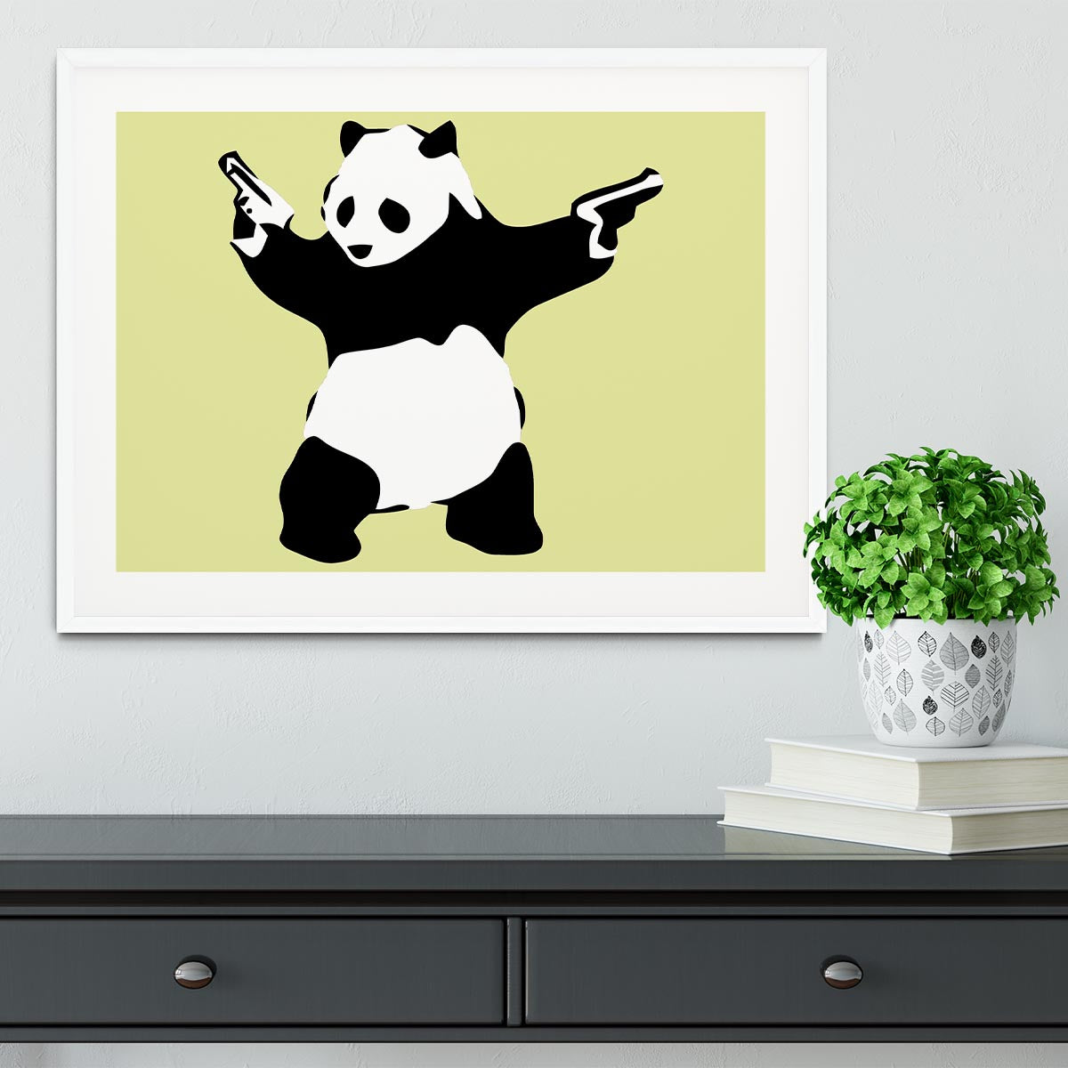 Banksy Panda Yellow Framed Print - Canvas Art Rocks - 5