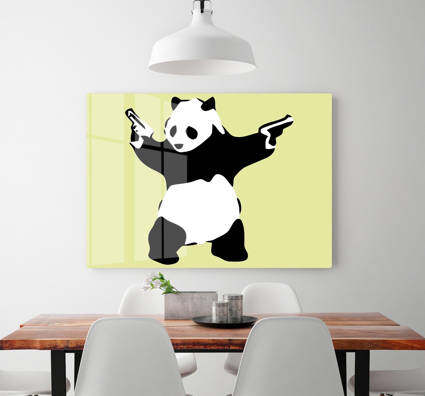 Banksy Panda Yellow Acrylic Block - Canvas Art Rocks - 2