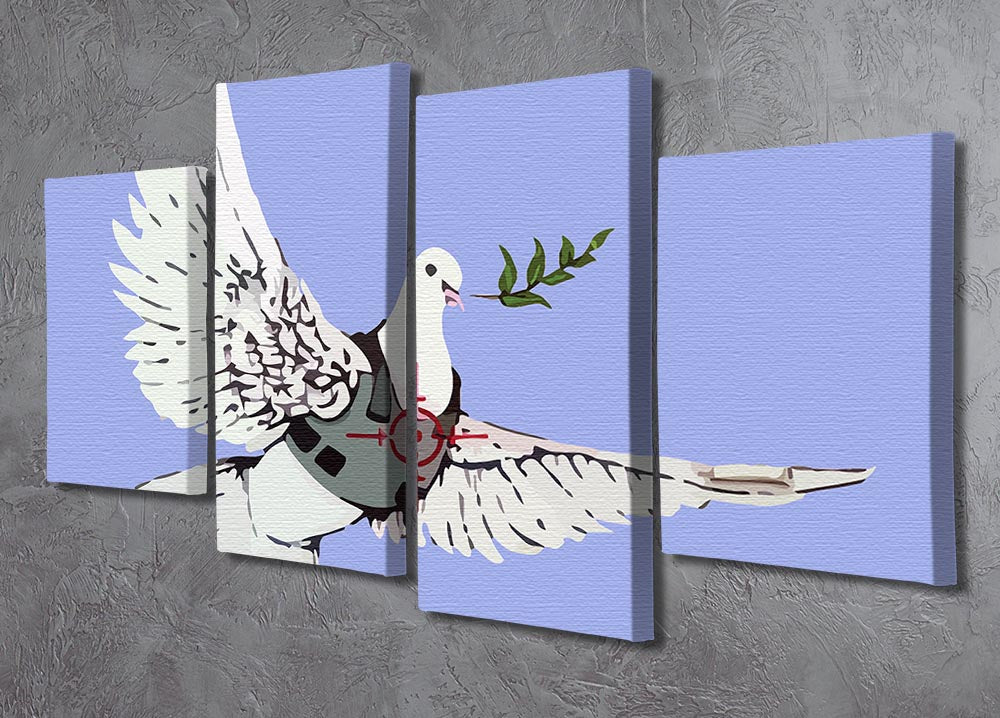 Banksy Peace Dove Blue 4 Split Panel Canvas - Canvas Art Rocks - 2