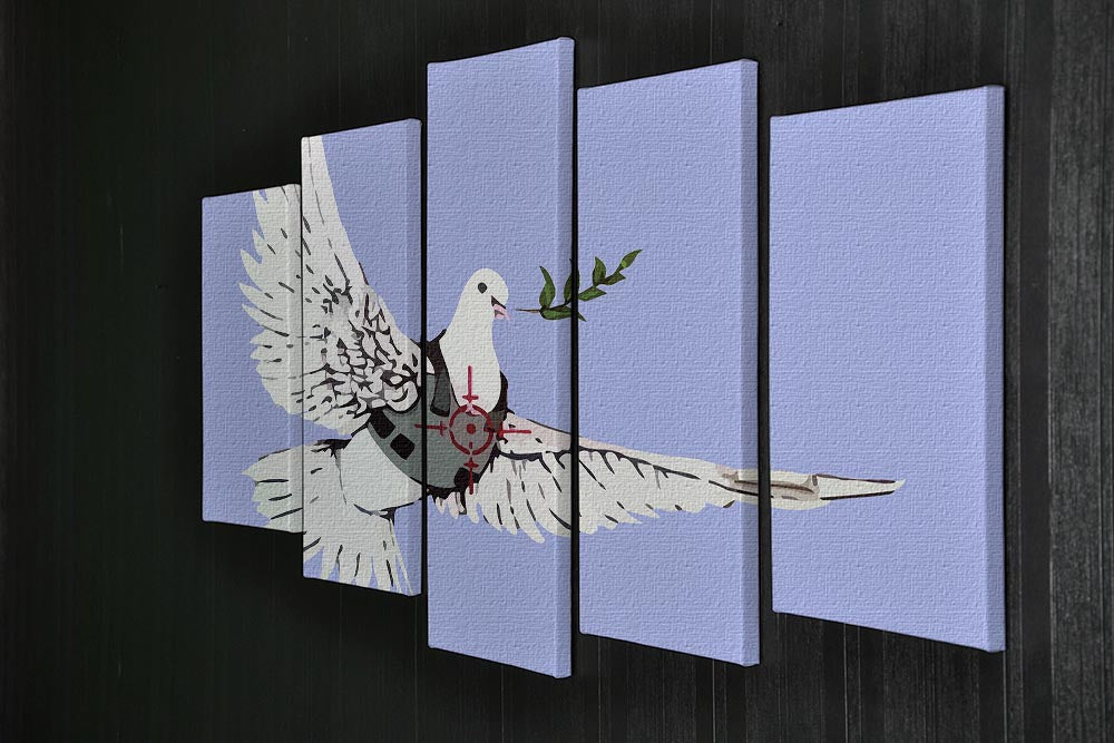 Banksy Peace Dove Blue 5 Split Panel Canvas - Canvas Art Rocks - 2