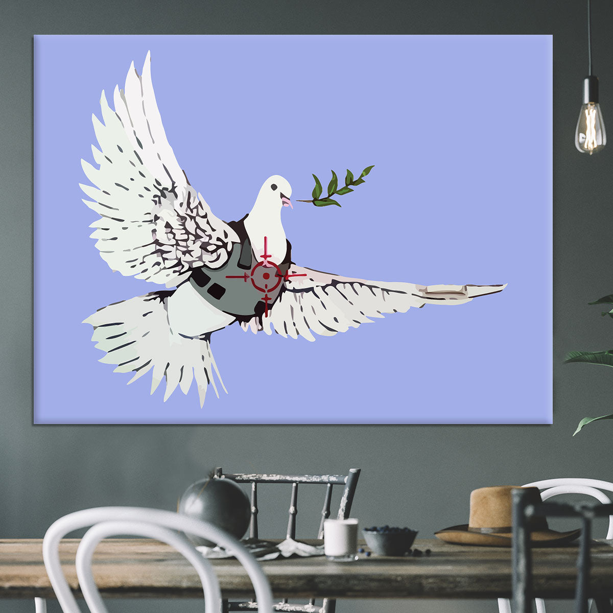 Banksy Peace Dove Blue Canvas Print or Poster - Canvas Art Rocks - 3
