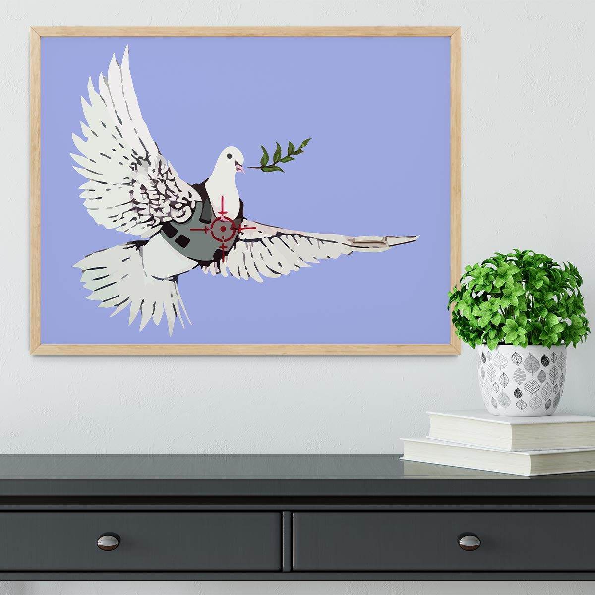 Banksy Peace Dove Blue Framed Print - Canvas Art Rocks - 4