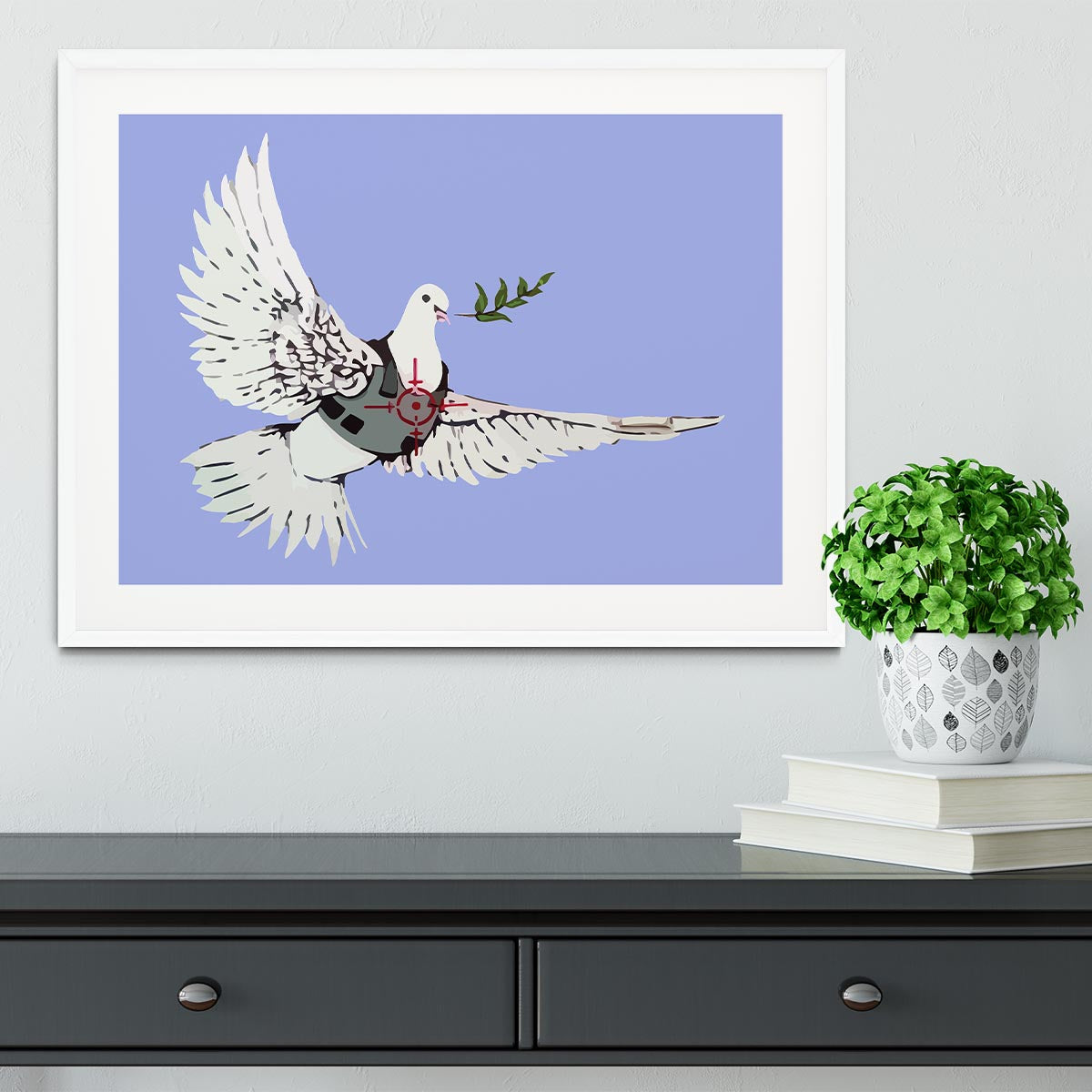 Banksy Peace Dove Blue Framed Print - Canvas Art Rocks - 5