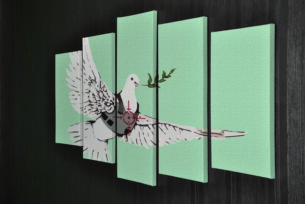 Banksy Peace Dove Green 5 Split Panel Canvas - Canvas Art Rocks - 2