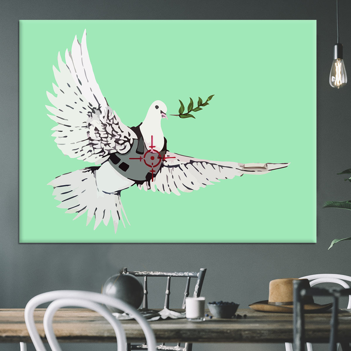 Banksy Peace Dove Green Canvas Print or Poster - Canvas Art Rocks - 3