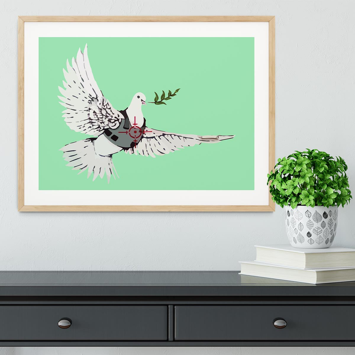 Banksy Peace Dove Green Framed Print - Canvas Art Rocks - 3