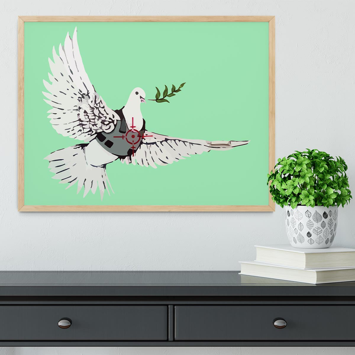 Banksy Peace Dove Green Framed Print - Canvas Art Rocks - 4