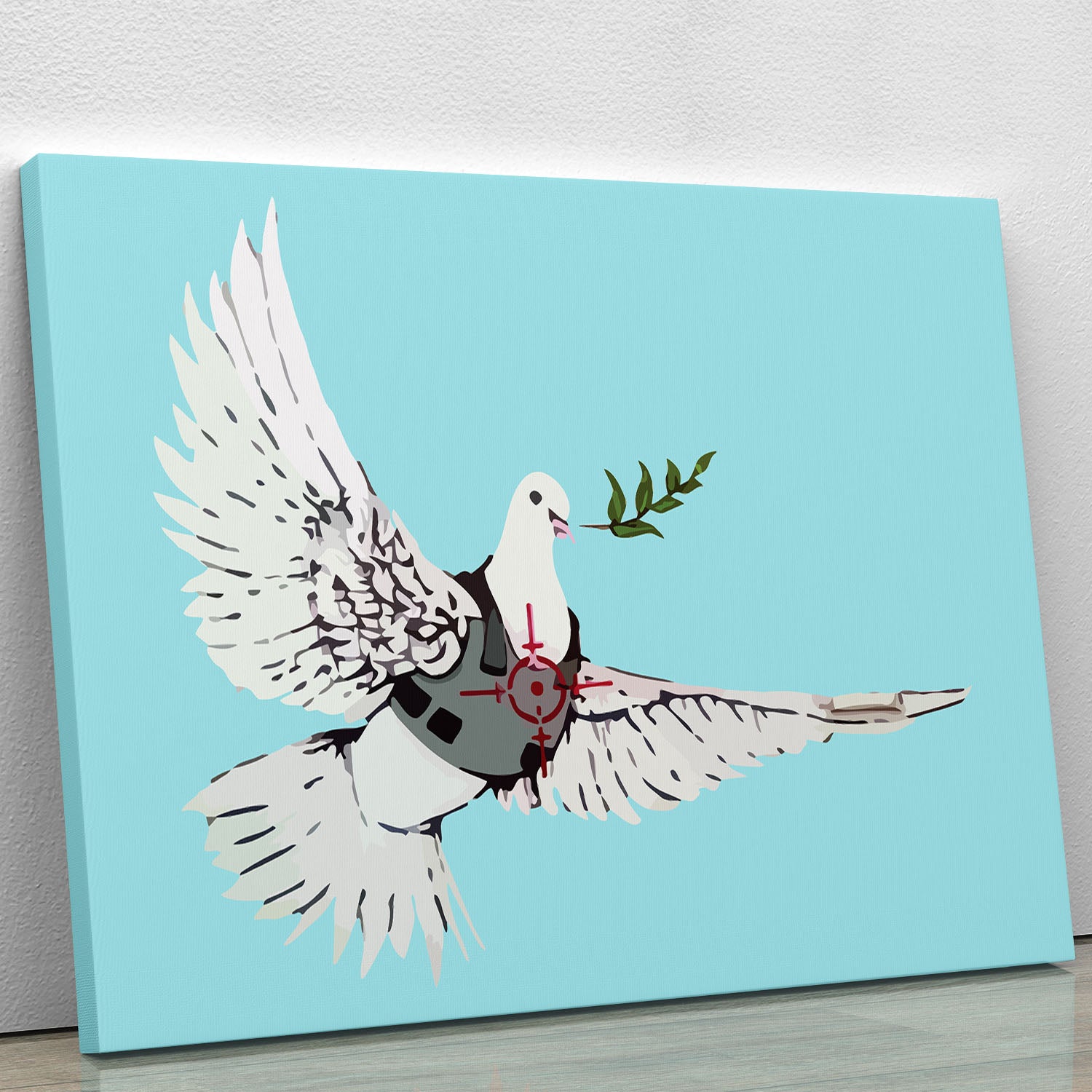 Banksy Peace Dove Light Blue Canvas Print or Poster - Canvas Art Rocks - 1