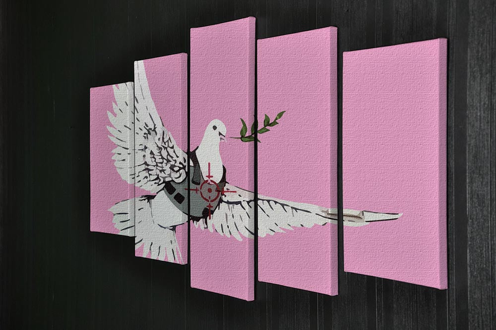 Banksy Peace Dove Pink 5 Split Panel Canvas - Canvas Art Rocks - 2