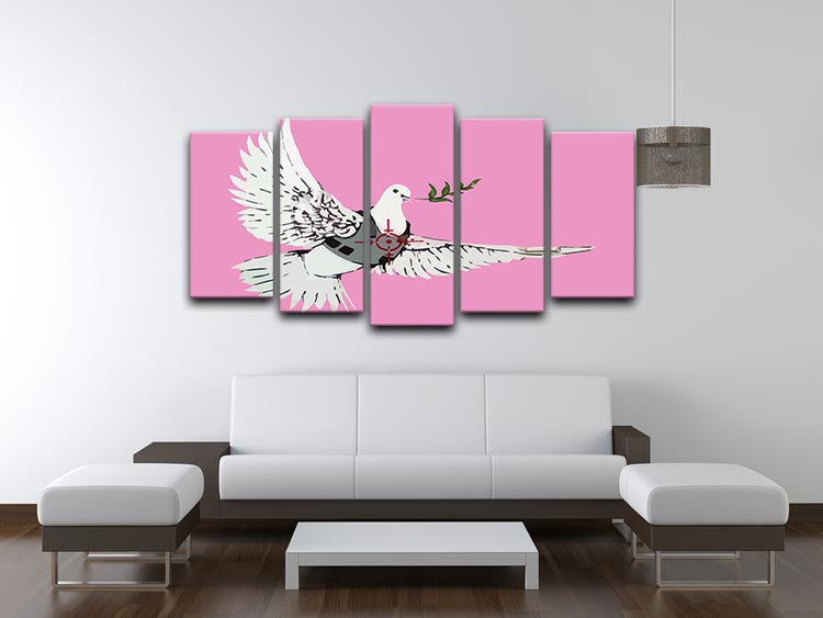 Banksy Peace Dove Pink 5 Split Panel Canvas - Canvas Art Rocks - 3