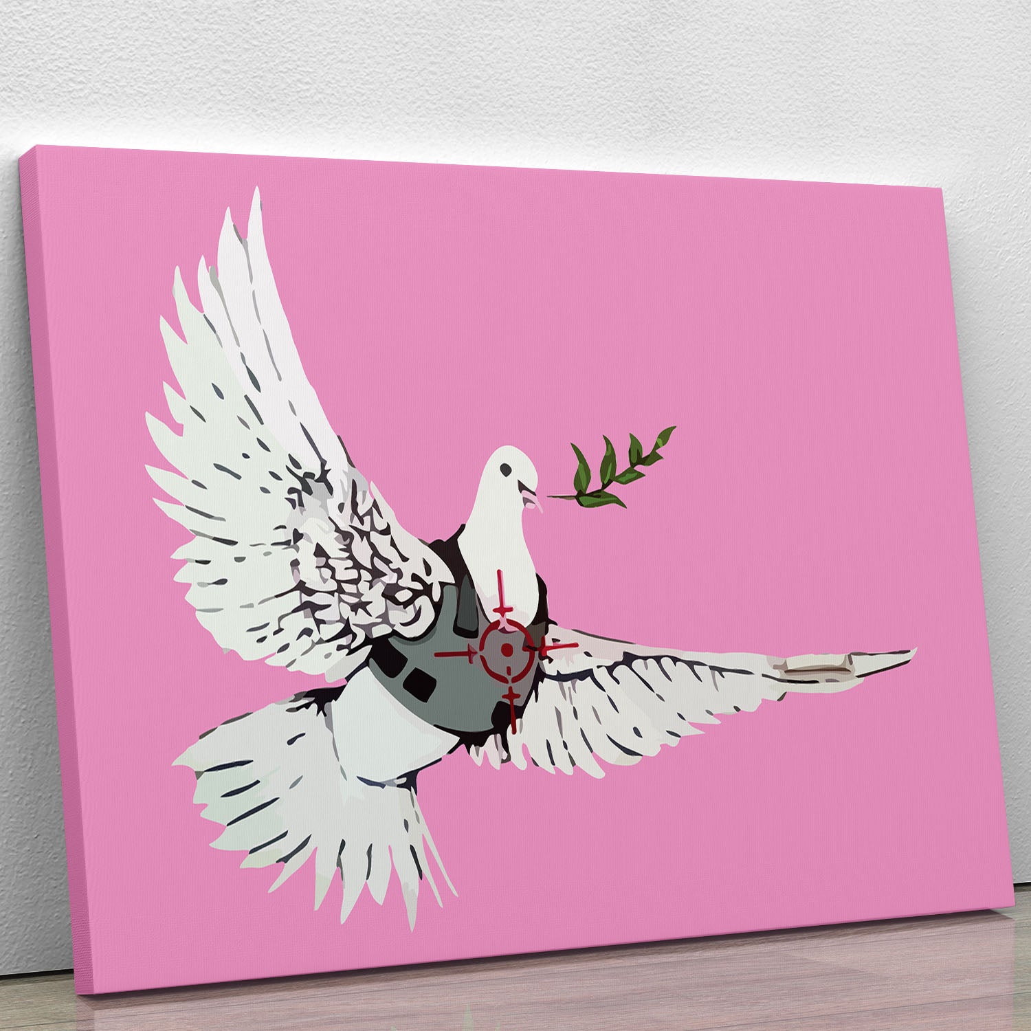 Banksy Peace Dove Pink Canvas Print or Poster - Canvas Art Rocks - 1