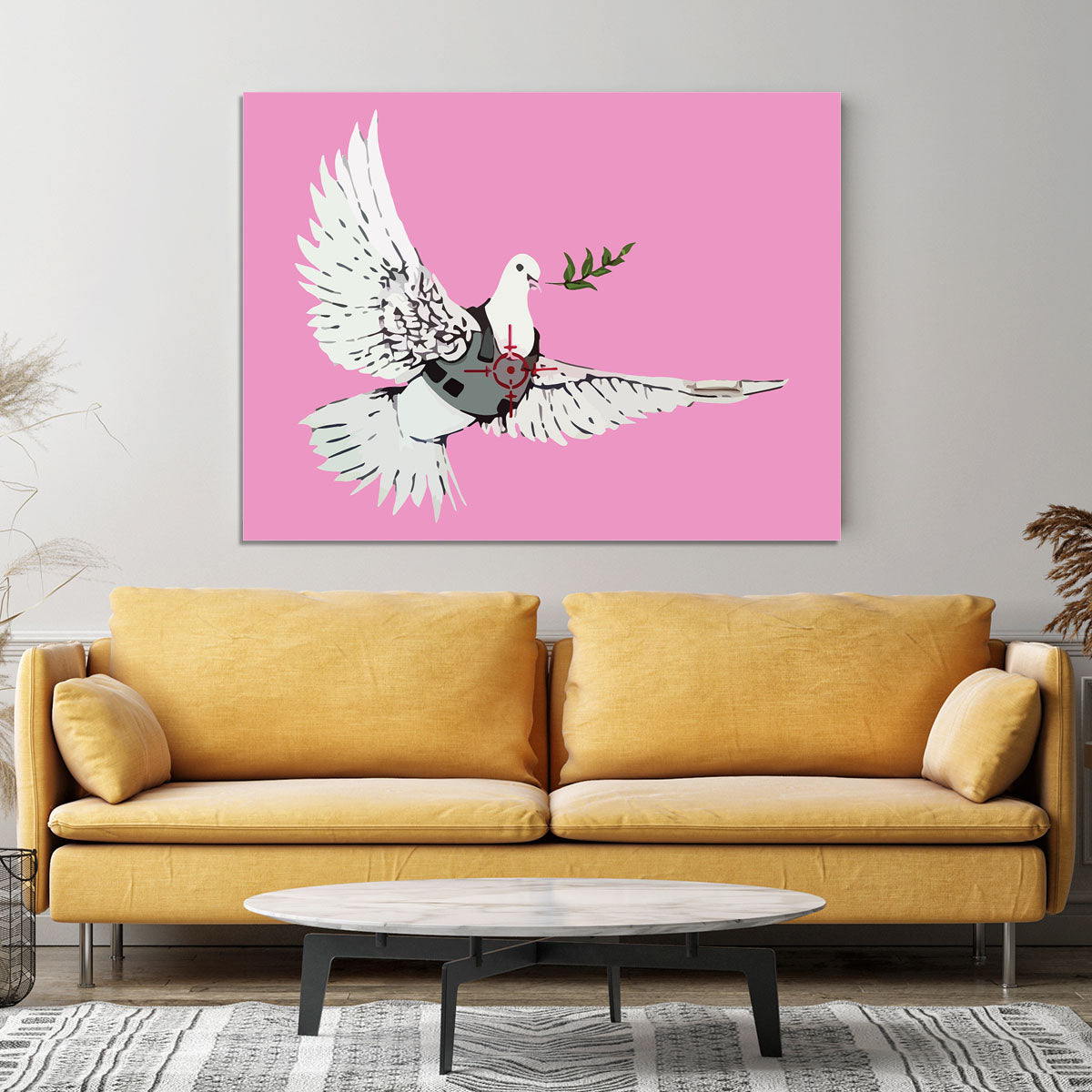 Banksy Peace Dove Pink Canvas Print or Poster - Canvas Art Rocks - 4