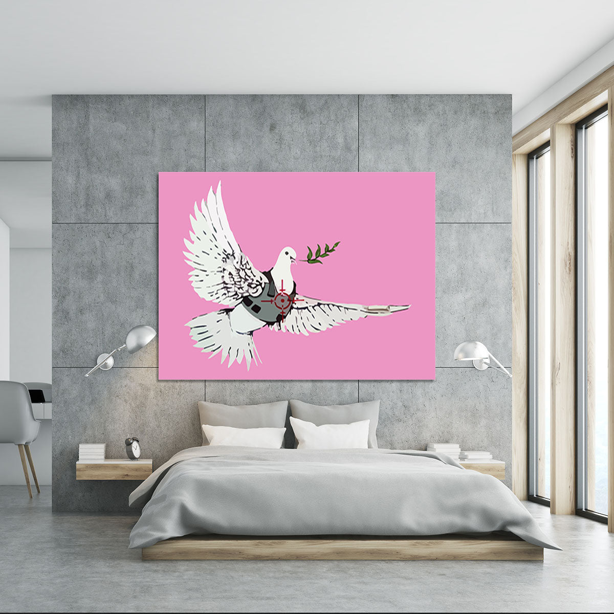 Banksy Peace Dove Pink Canvas Print or Poster - Canvas Art Rocks - 5