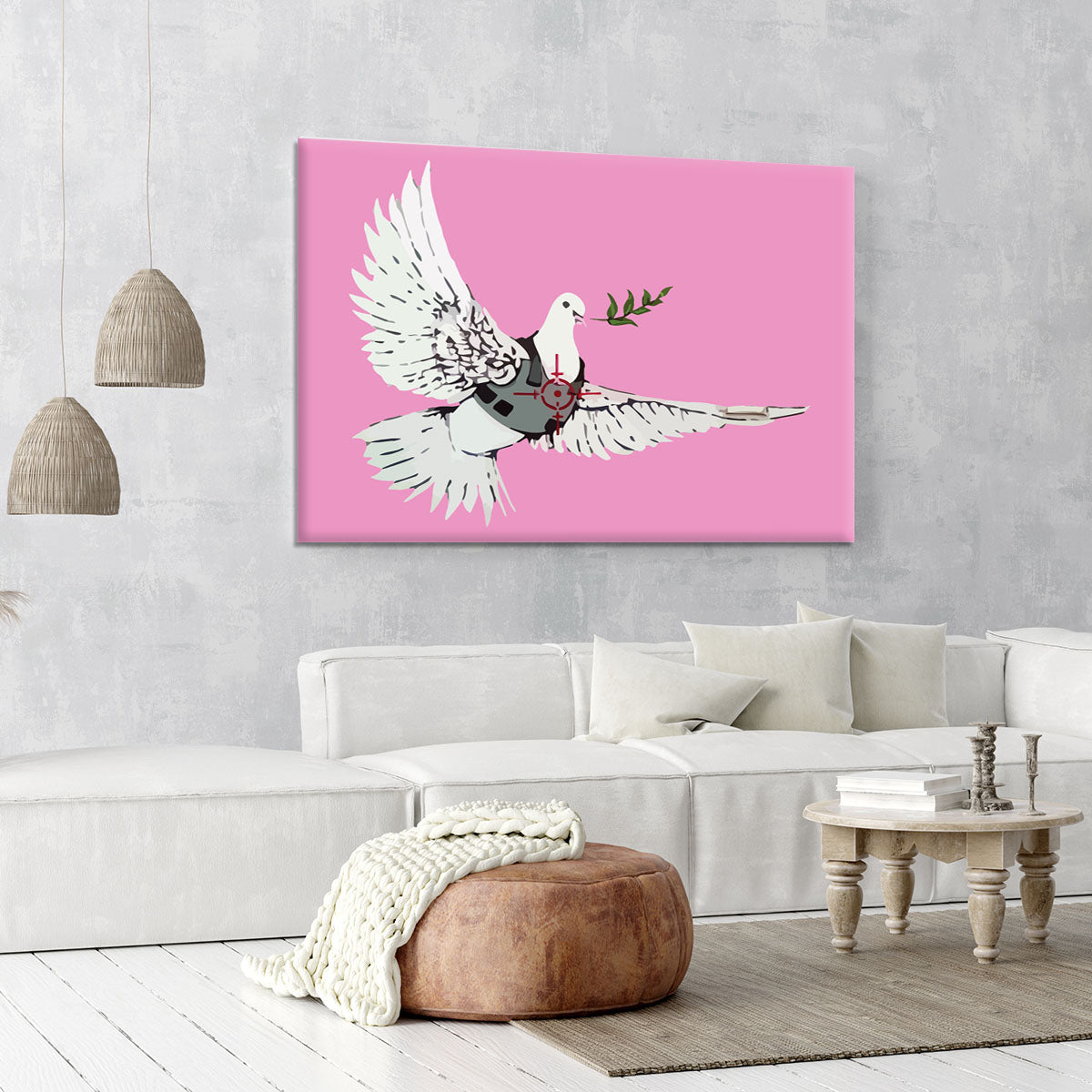 Banksy Peace Dove Pink Canvas Print or Poster - Canvas Art Rocks - 6