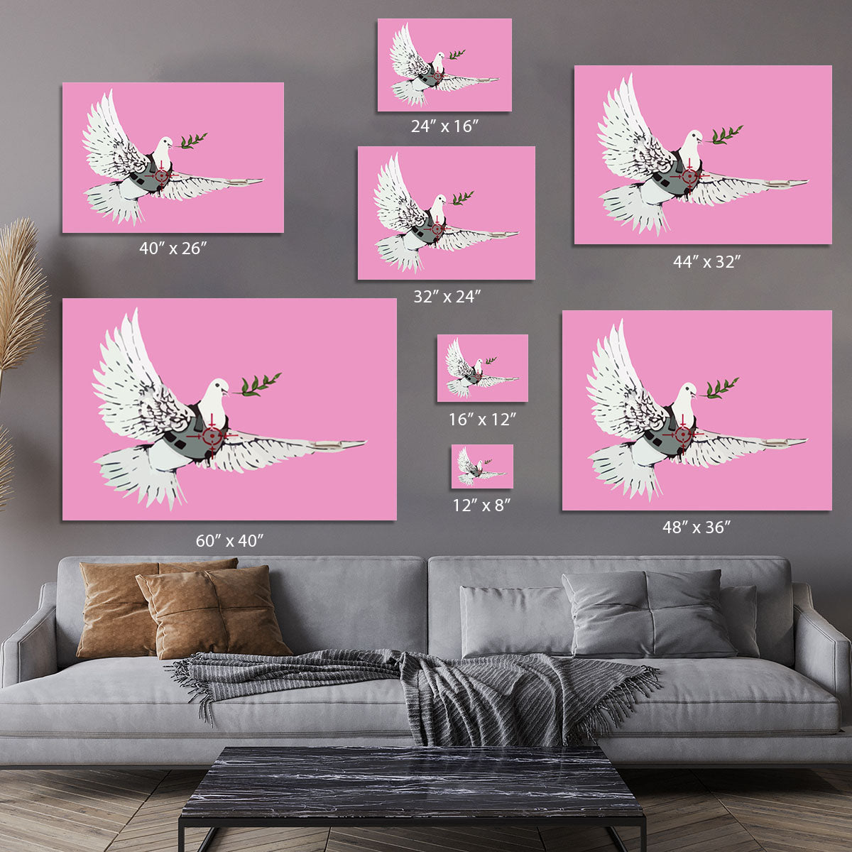 Banksy Peace Dove Pink Canvas Print or Poster - Canvas Art Rocks - 7