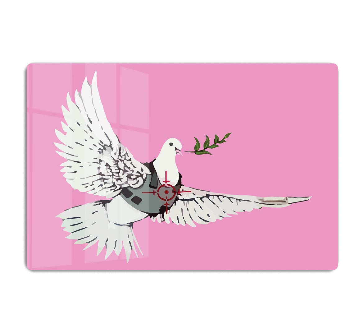 Banksy Peace Dove Pink Acrylic Block - Canvas Art Rocks - 1