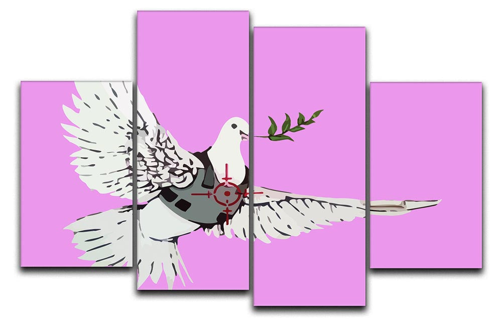 Banksy Peace Dove Purple 4 Split Panel Canvas - Canvas Art Rocks - 1