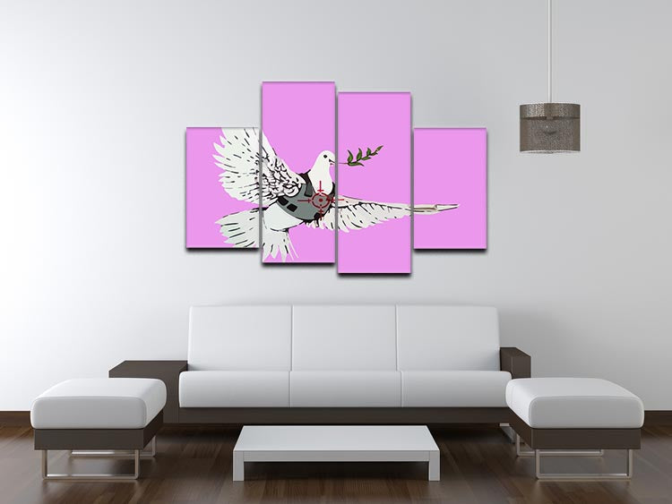 Banksy Peace Dove Purple 4 Split Panel Canvas - Canvas Art Rocks - 3