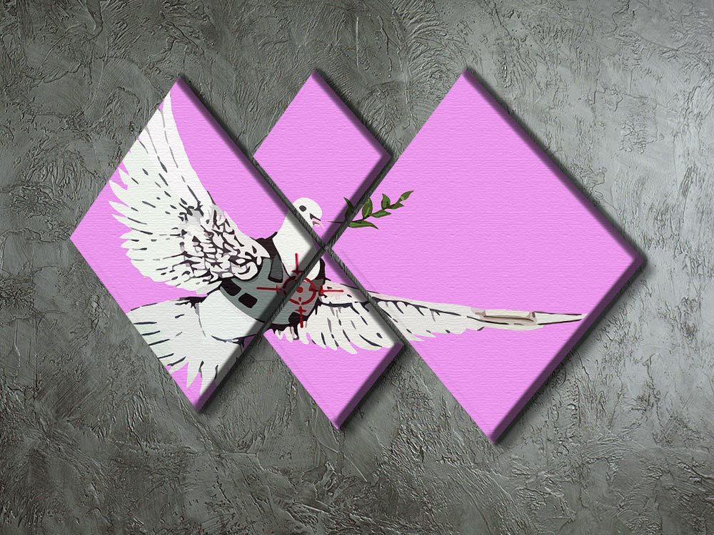 Banksy Peace Dove Purple 4 Square Multi Panel Canvas - Canvas Art Rocks - 2
