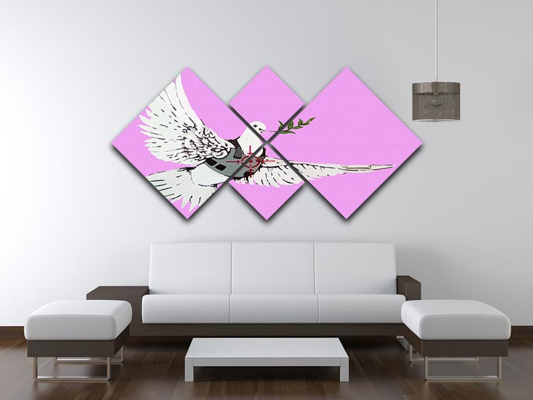 Banksy Peace Dove Purple 4 Square Multi Panel Canvas - Canvas Art Rocks - 3