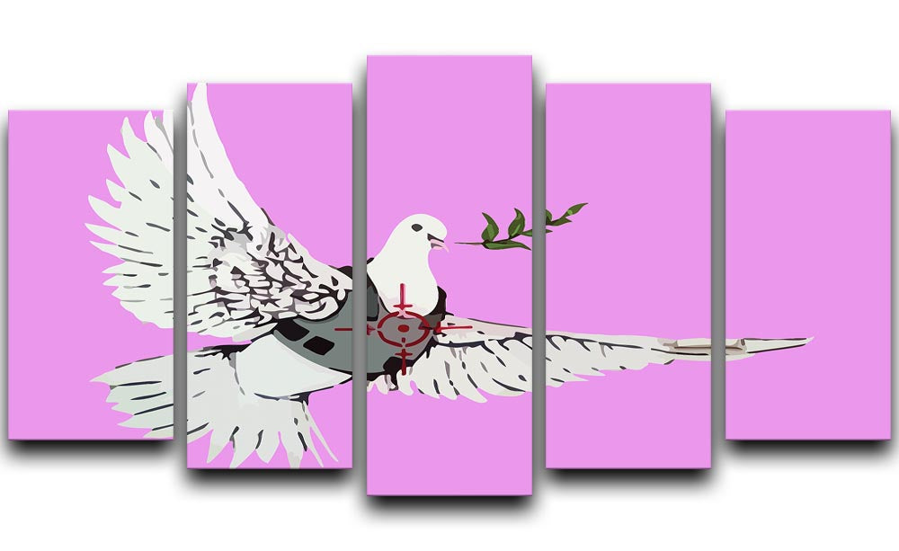 Banksy Peace Dove Purple 5 Split Panel Canvas - Canvas Art Rocks - 1