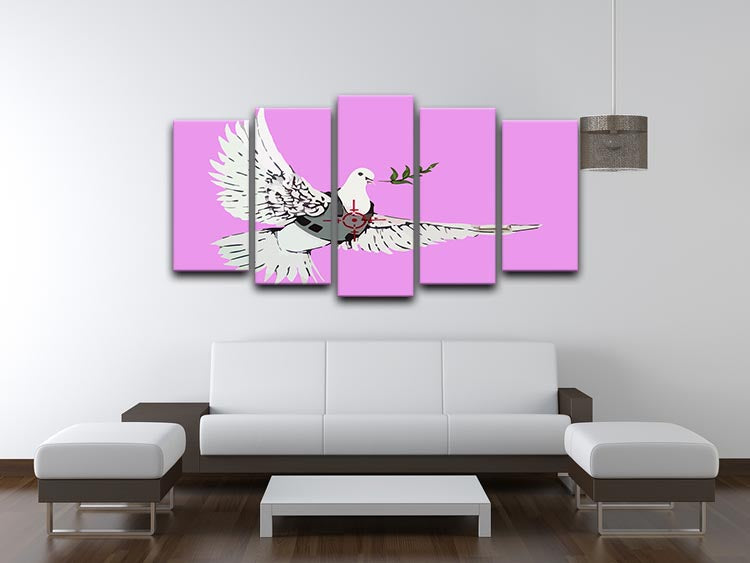 Banksy Peace Dove Purple 5 Split Panel Canvas - Canvas Art Rocks - 3