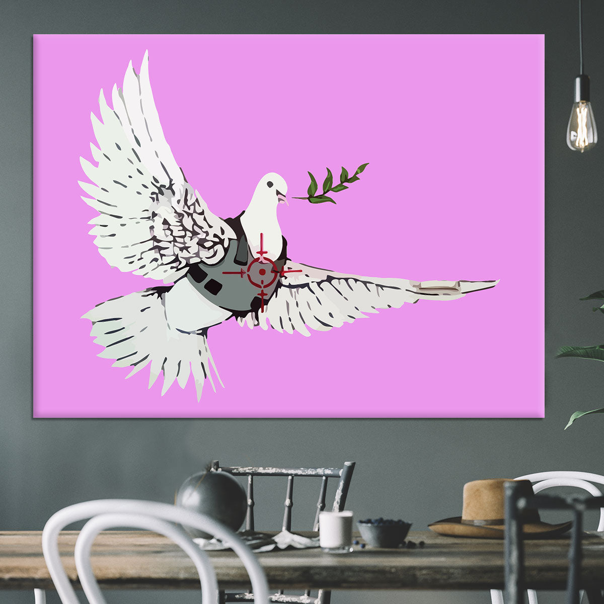 Banksy Peace Dove Purple Canvas Print or Poster - Canvas Art Rocks - 3