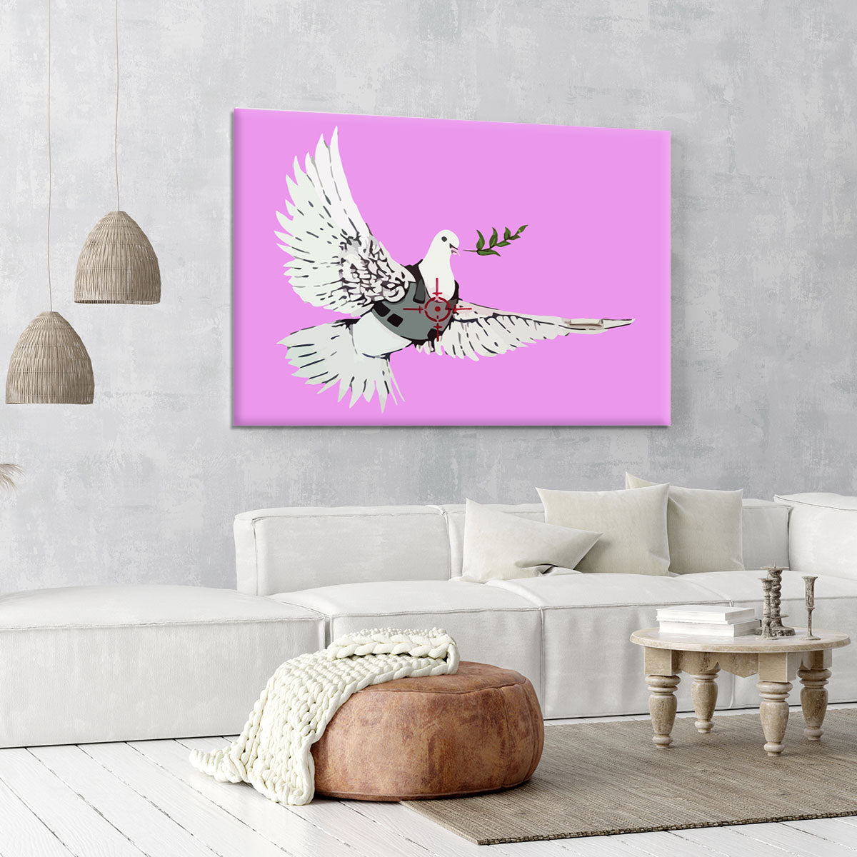 Banksy Peace Dove Purple Canvas Print or Poster - Canvas Art Rocks - 6