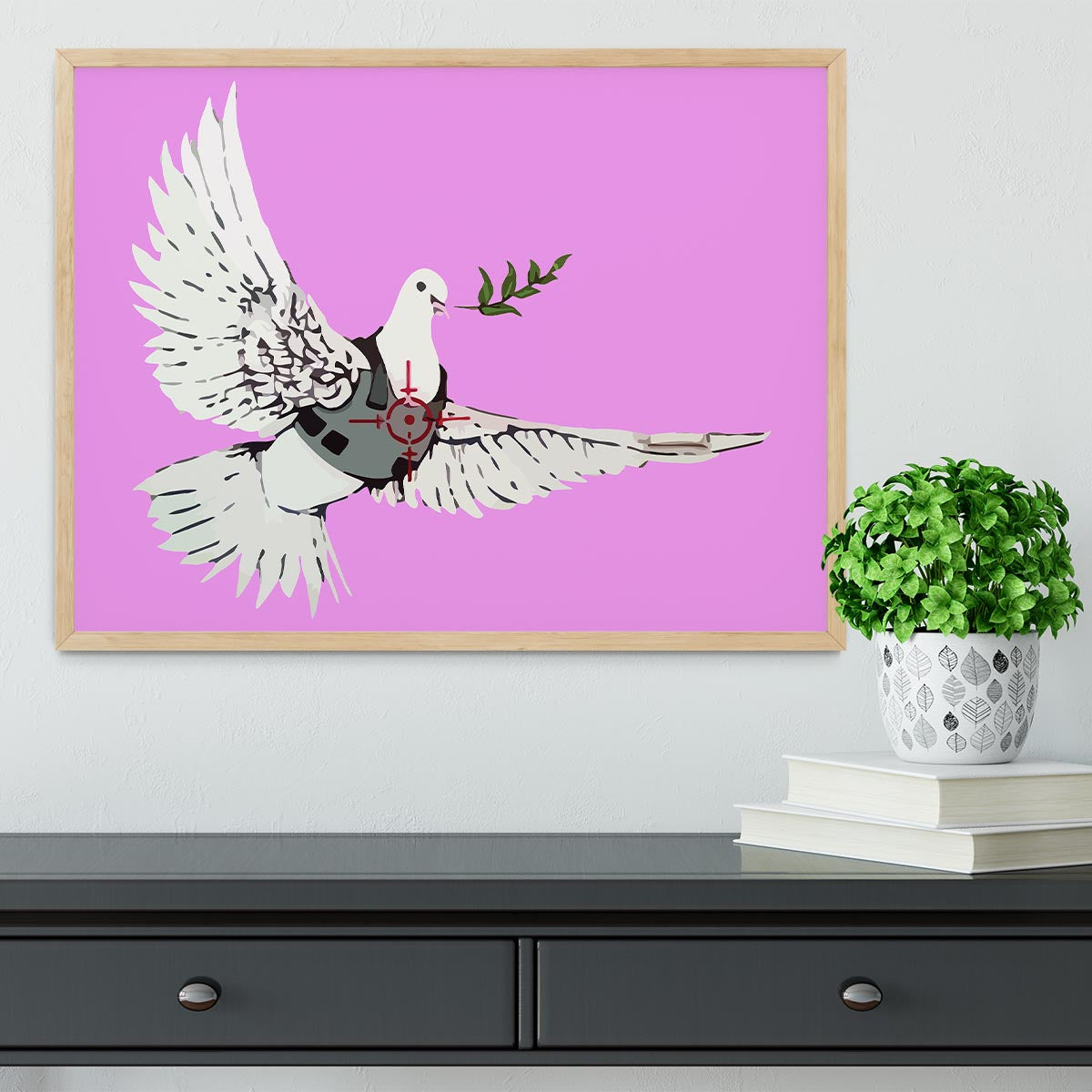 Banksy Peace Dove Purple Framed Print - Canvas Art Rocks - 4