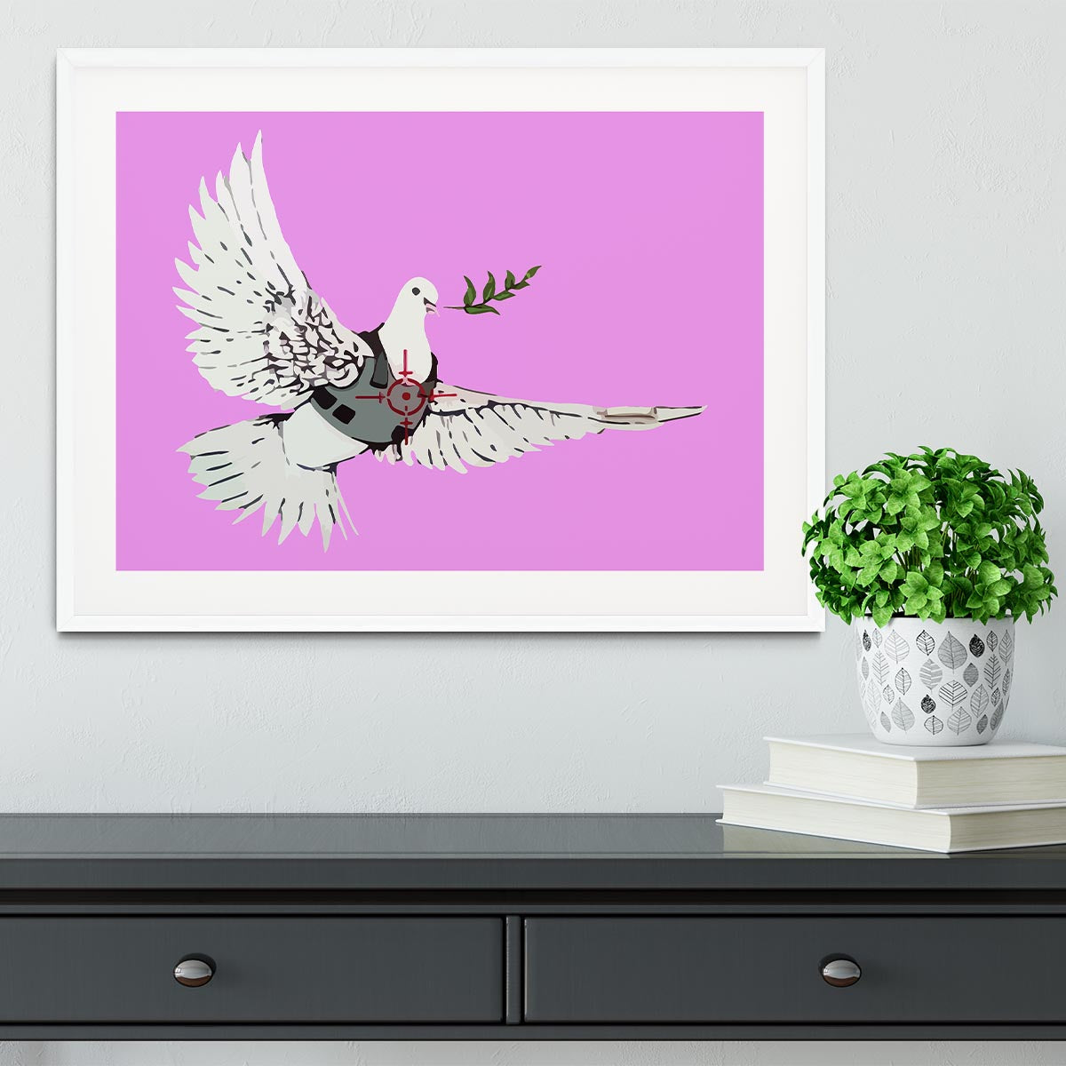 Banksy Peace Dove Purple Framed Print - Canvas Art Rocks - 5