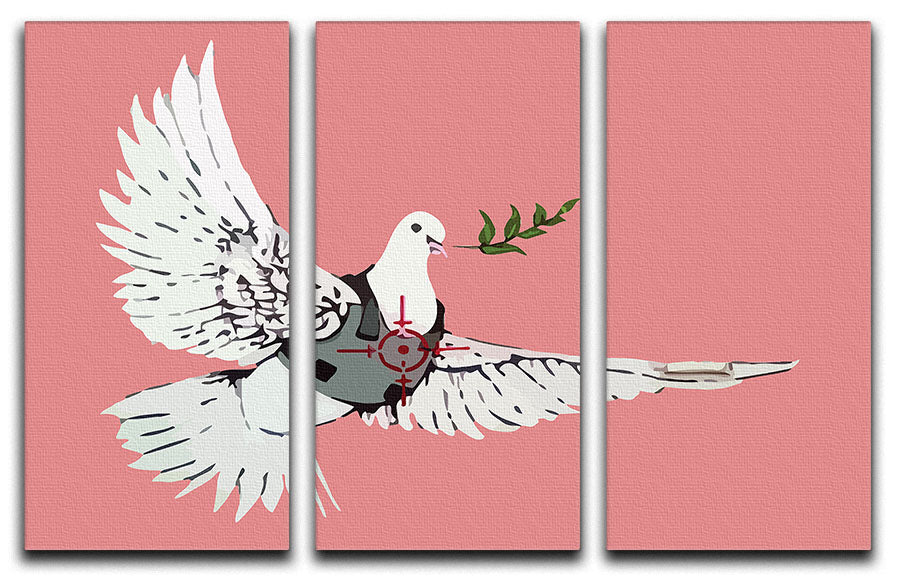 Banksy Peace Dove Red 3 Split Panel Canvas Print - Canvas Art Rocks - 1