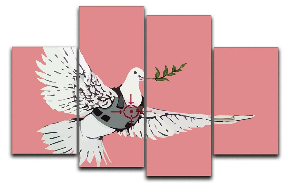 Banksy Peace Dove Red 4 Split Panel Canvas - Canvas Art Rocks - 1