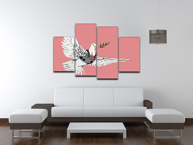Banksy Peace Dove Red 4 Split Panel Canvas - Canvas Art Rocks - 3