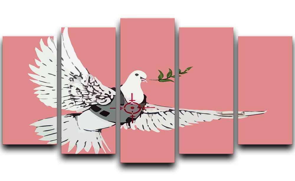 Banksy Peace Dove Red 5 Split Panel Canvas - Canvas Art Rocks - 1