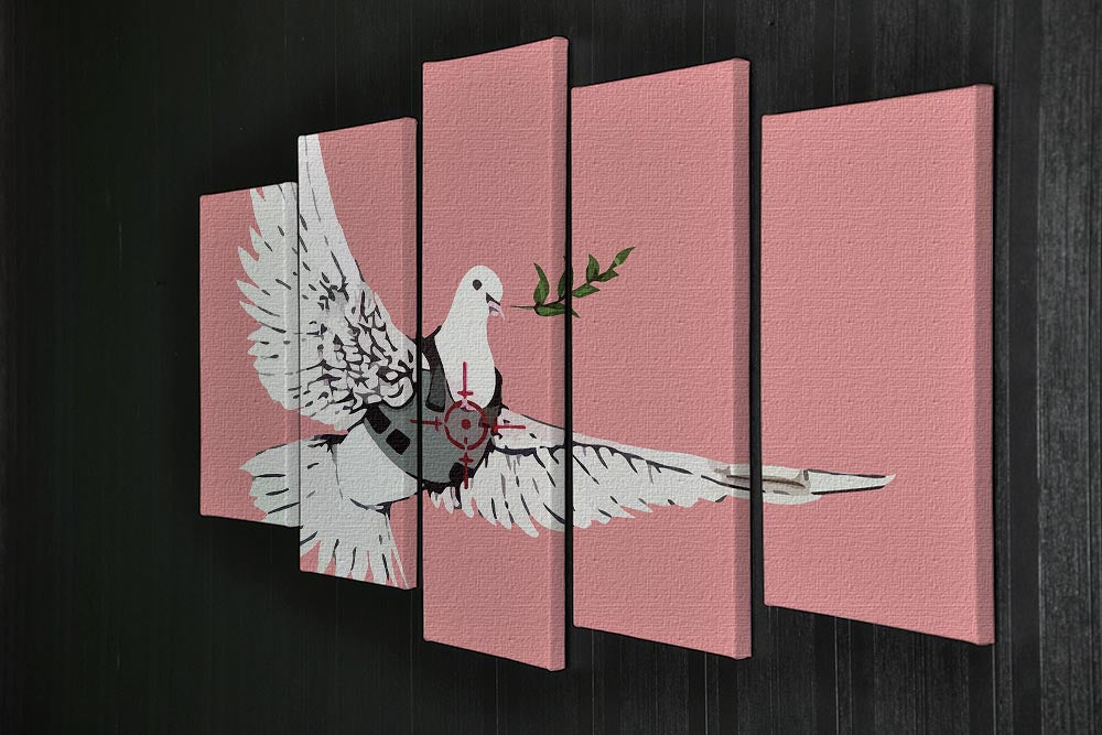 Banksy Peace Dove Red 5 Split Panel Canvas - Canvas Art Rocks - 2