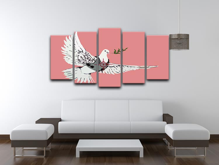 Banksy Peace Dove Red 5 Split Panel Canvas - Canvas Art Rocks - 3