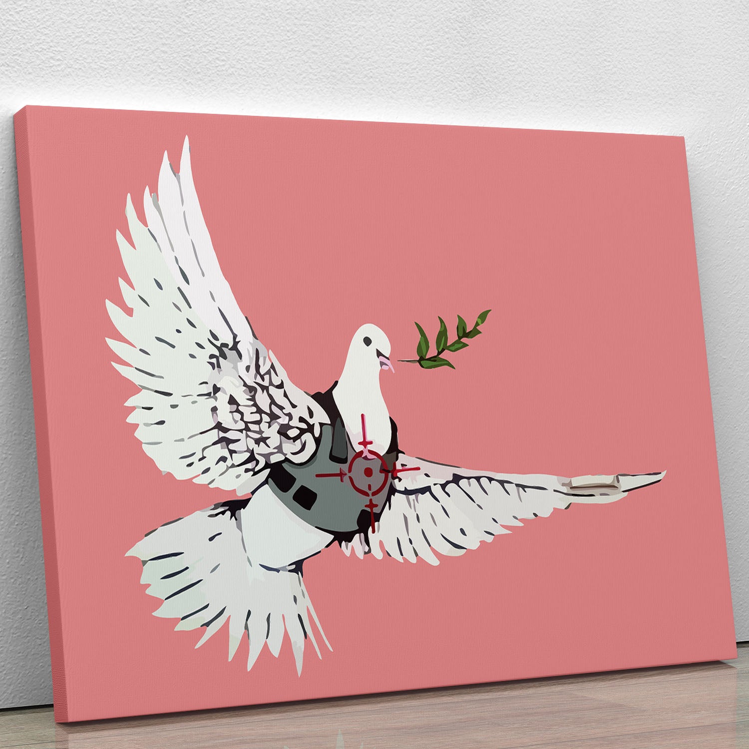 Banksy Peace Dove Red Canvas Print or Poster - Canvas Art Rocks - 1