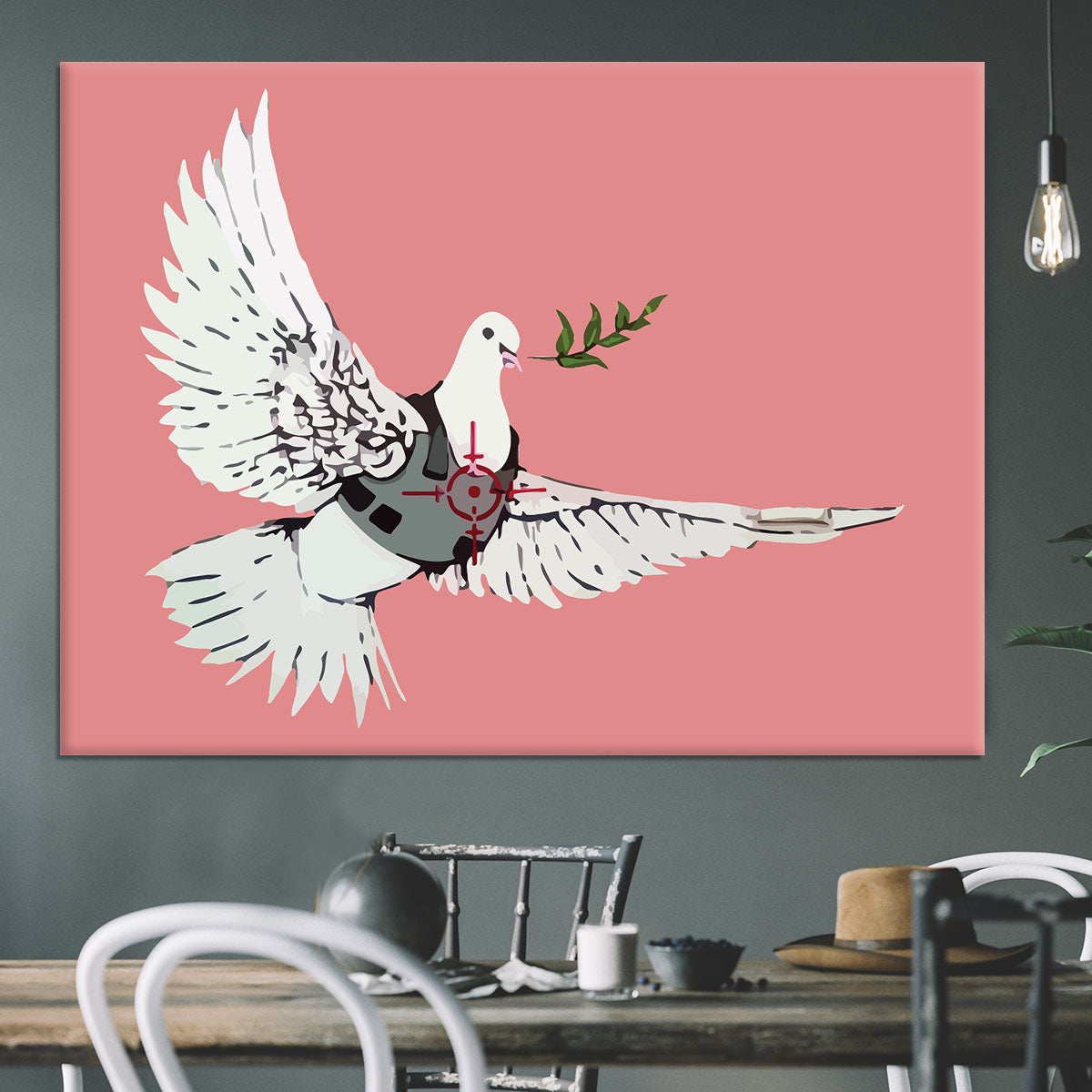 Banksy Peace Dove Red Canvas Print or Poster - Canvas Art Rocks - 3