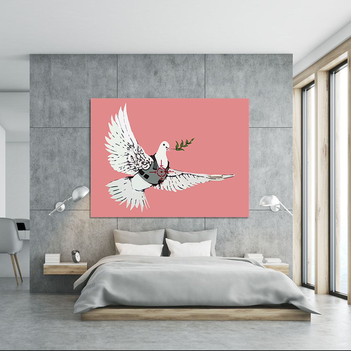 Banksy Peace Dove Red Canvas Print or Poster - Canvas Art Rocks - 5