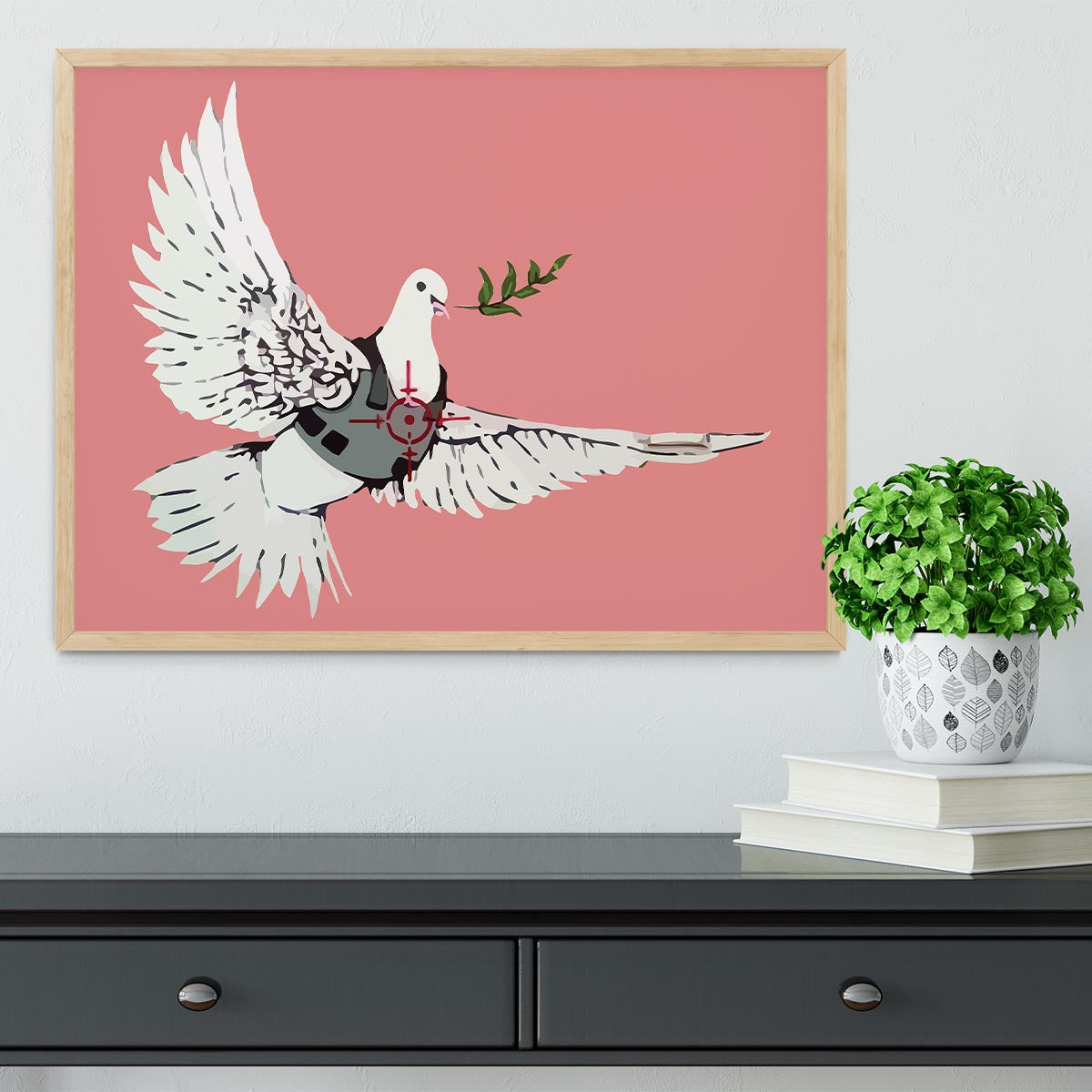 Banksy Peace Dove Red Framed Print - Canvas Art Rocks - 4
