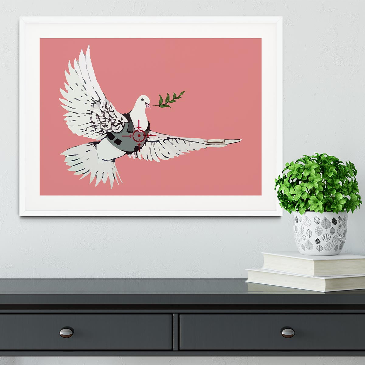 Banksy Peace Dove Red Framed Print - Canvas Art Rocks - 5