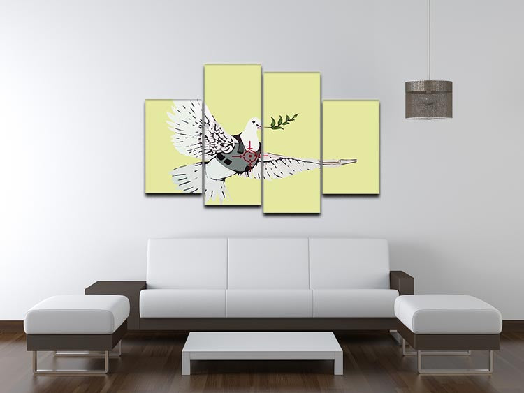 Banksy Peace Dove Yellow 4 Split Panel Canvas - Canvas Art Rocks - 3