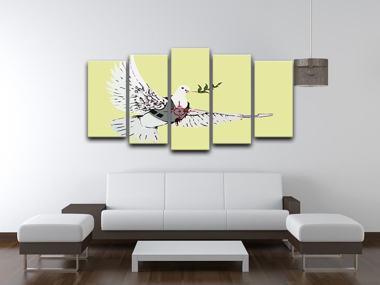 Banksy Peace Dove Yellow 5 Split Panel Canvas - Canvas Art Rocks - 3